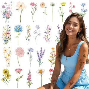 18 Sheet Flower Temporary Tattoos For Women Realistic Long Lasting Floral Fake Tattoo Stickers Adult