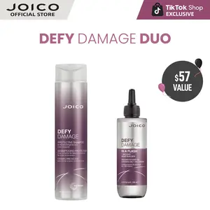 Joico Defy Damage Duo - Protective Shampoo (10.1oz) & In-A-Flash Treatment for Rapid Bond Protection & Intensive Hair Strengthening