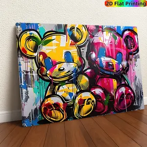 Graffiti Bear Pop Art Poster Colorful Bohemian Retro Wall Decor For Kids Room Bedroom Living Room cartoon home