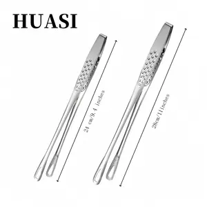 HUASI Stainless Steel Grill Tongs [2-Pack, 11 Inch and 9.4 Inch] Heavy Duty Rust-Resistant, Ergonomic Handle for Steaks, Salads, Vegetables, Portable Cooking Tools for Indoor and Outdoor Family Camping and Picnics, Durable Cookware