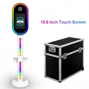 GO360BOOTH 15.6'' Touch Screen DSLR Photo Booth Selfie Machine with RGB Light and Light Case Applicable to Cmaera Printer for Rental