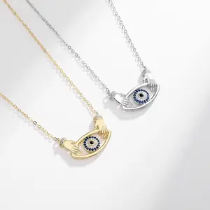 2026 New Arrival: "Evil Eye" Necklace for Women — Western-Style Fashion, Two-Hand Embrace Pendant, Premium-Look Jewelry
