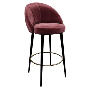 20 pcs.Italian Luxury bar Counter Nightclub Dinner Chairs Kitchen bar Stool Velvet  Maroon Wooden High bar Stools for Rest For Restaurant Coffee Shop YJBM016