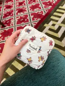 Cute Cartoon Animal Bear Square Small Portable Makeup Bag, Sanitary Towel Pouch, Menstrual Pad Holder, Student Cosmetic Storage Bag, Handheld Cosmetic Pouch