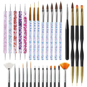 31pcs Nail Art Brushes, Tool Set=Dotting Tools, Dust Brush,Striping for Long Lines,Nail Drawing Pen For Nail Design Acrylic Manicure