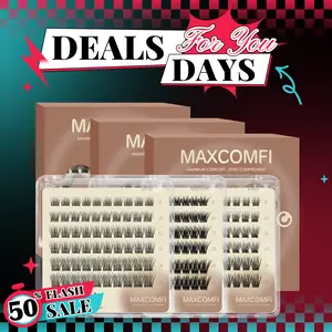 MAXCOMFI Glue-Free Pre-Cut Individual Eyelash Extensions - DIY Cosmetic Makeup Product, Mini Portable Purse Pack for On-the-Go Touch-Ups, Compact for Busy Days
