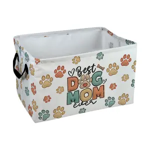 Best Dog Mom Ever Paw Print Pattern Storage Baskets Storage Boxes Home Decor Storage Clothes Organization And Storage Home Decor Storage Holiday Gifts, Shelf Baskets, Organizer for Toys, Books, Pet Lovers Home Decor, Laundry Basket