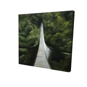 Begin Home Decor 2080-2424-LA145 24 x 24 in. Suspended Bridge in Forest Canvas - Modern Bedroom Wall Art