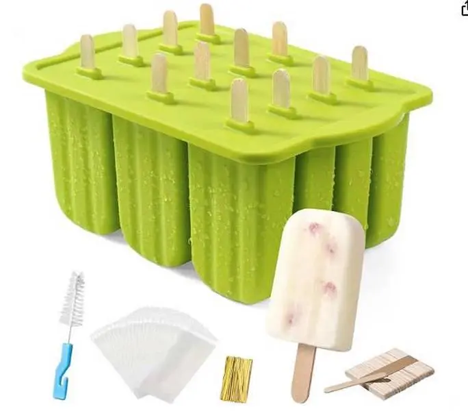 1Set Popsicle Molds Silicone,Popsicle Trays for Freezer,Homemade Ice Cream Popsicle Molds,Large Ice Pop Maker Set,Ice Lolly Moulds with 50PCS Popsicle Sticks