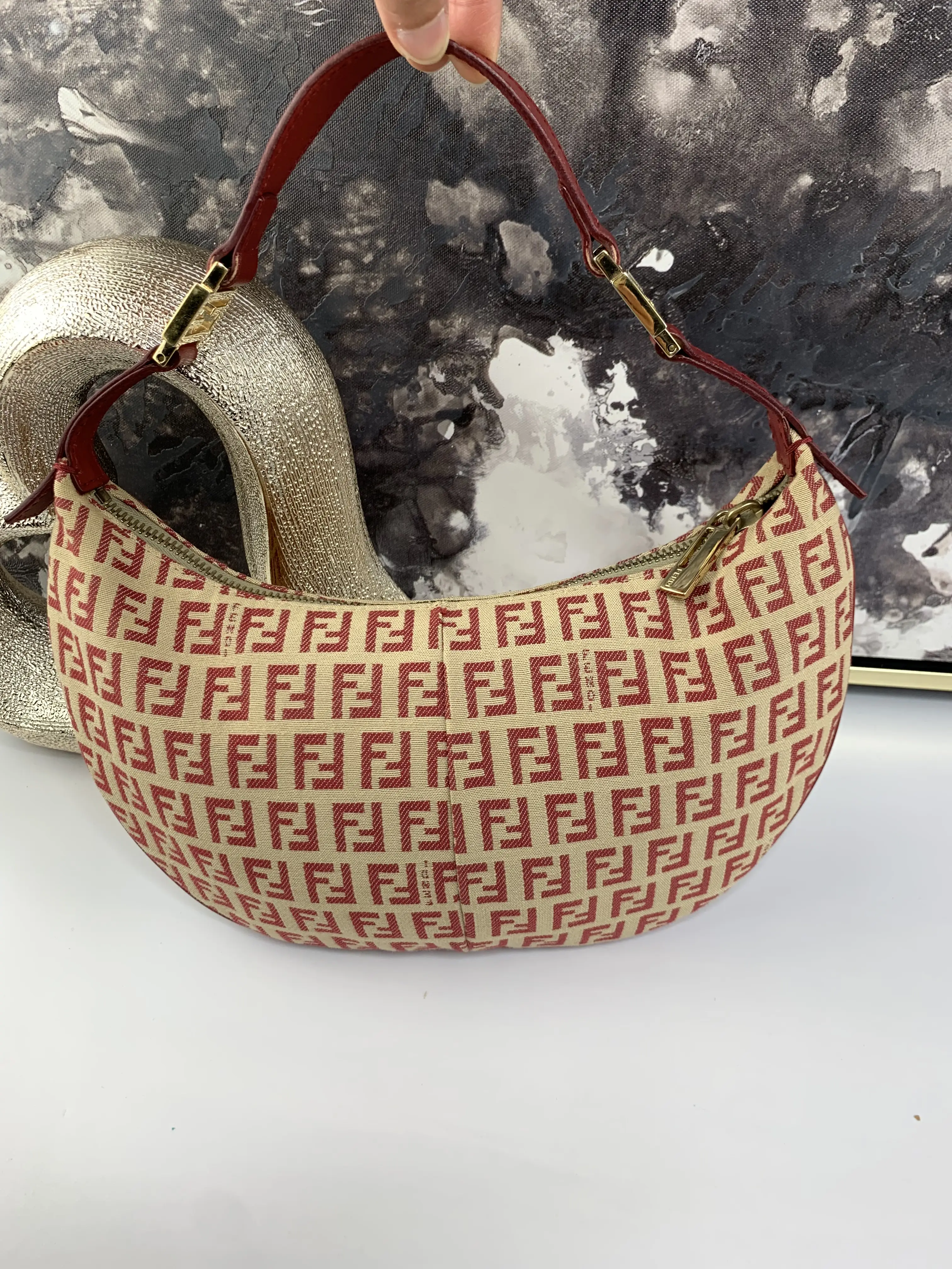 Pre-owned FENDI canvas Shoulder Bags Zucchino Small Shoulder Bag