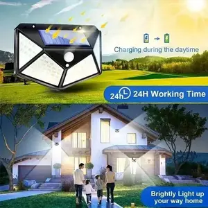 2PC Solar Lights Outdoor 100 LED 3 Lighting Modes,Solar Motion Sensor Security Lights.P65 Waterproof Solar Powered Wall Lights for Garden Patio Yard Deck Pendant Lights