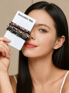 3pcs Handmade Silk Hair Scrunchies, Hair Ties, 100% Pure Mulberry Silk Hair Scrunchies, Wrinkle Resistant And Smooth Hair Accessories, Skin Friendly & Durable elasticity, Suitable For All Hair Types