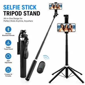 50" Phone Tripod Selfie Stick with Bluetooth Remote & Phone Holder, 360° Rotation, Compatible with iPhone & Android – Travel Vlogging & Content Creation