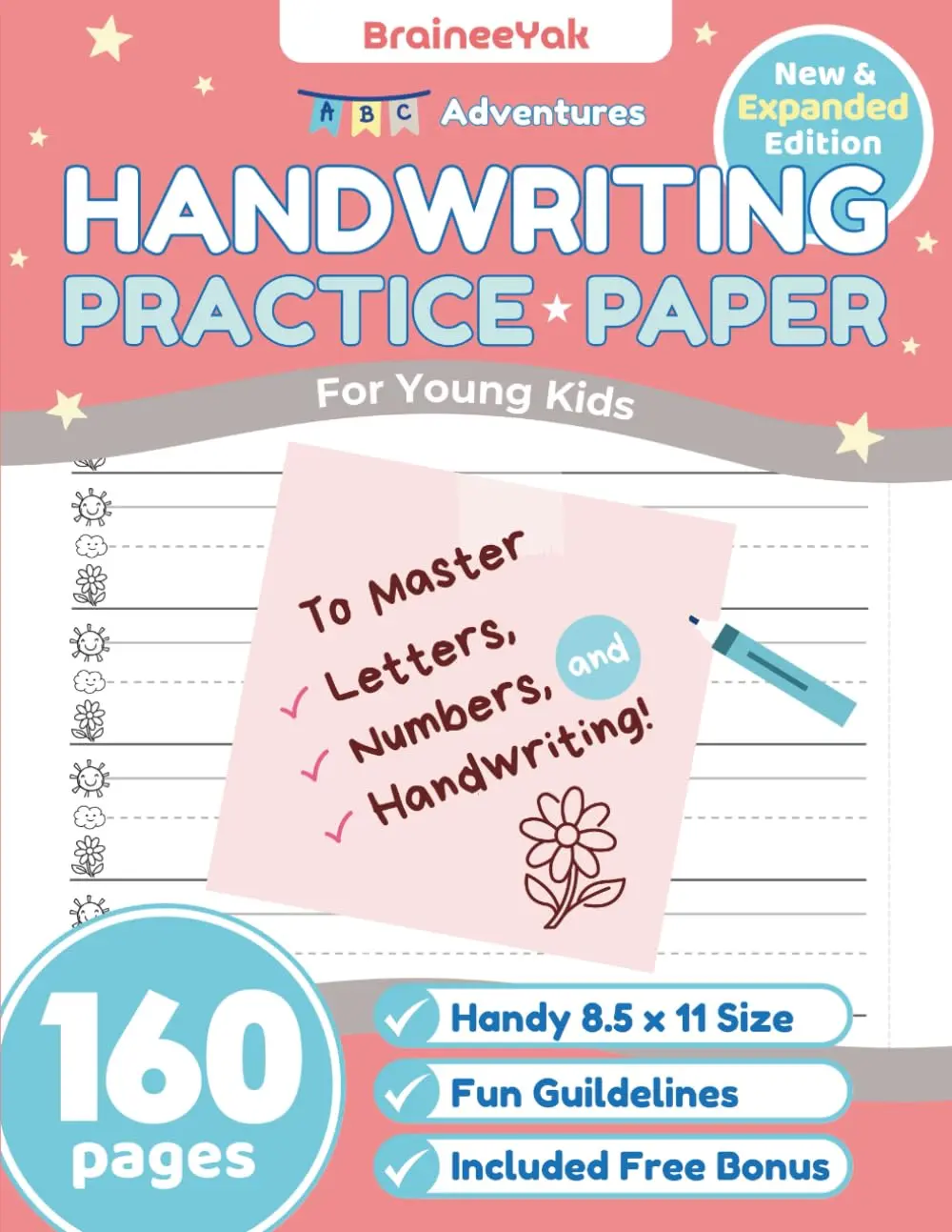 Handwriting Practice Paper for Young Kids to Master Letters, Numbers andWriting: Lined Practice Pages for Preschool, Pre-K, Kindergarten and Up w ...Cues for Early Writers - FLOWER EDITION