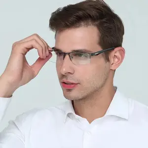 1 pair of metal semi-frame photochromic color‑changing multifocal reading glasses, strength from +1.0 to +4.0; flexible TR temples that don’t pinch the face; metal hinges.
