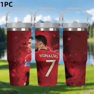 1pc 30oz C Ronaldo 7 Faith Stainless Steel Insulated Cup Tumbler, Premium Quality Travel Mug, Perfect for Hot and Cold Beverages, Drinkware Tumbler