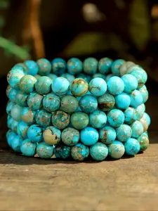 Vibrant Bohemian Natural Gemstone Stretch Bracelet, Exquisite Sea Sediment Beaded Jewelry, Adjustable Friendship Bracelet, Boho Style Bracelet, Perfect Gift for women and men