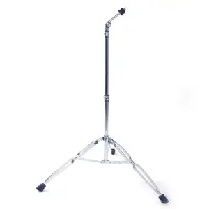 Silver Straight Cymbal Stand Adjustable Height 27.5-52.7 Inches Double Braced Steel Frame Heavy Duty Percussion Mount Holder Fits 14 16 18 20 Inch Cymbals Drum Kit