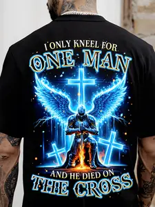 Men'S Christian Faith T-Shirt in Plus Sizes - Y2K Street Style, Featuring God'S Choice Print, Perfect for Church, Casual Outings, And As Christian Gifts - Machine Washable with a Crew Neck And Short Sleeves