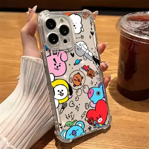 Cute Cartoon B-BT21S Phone Case Suitable for iPhone 17 16e 16 15 14 13 12 11 Mini Pro Max Air X XR XSMAX 8 7 Plus Anti Fall Transparent Soft Back Cover