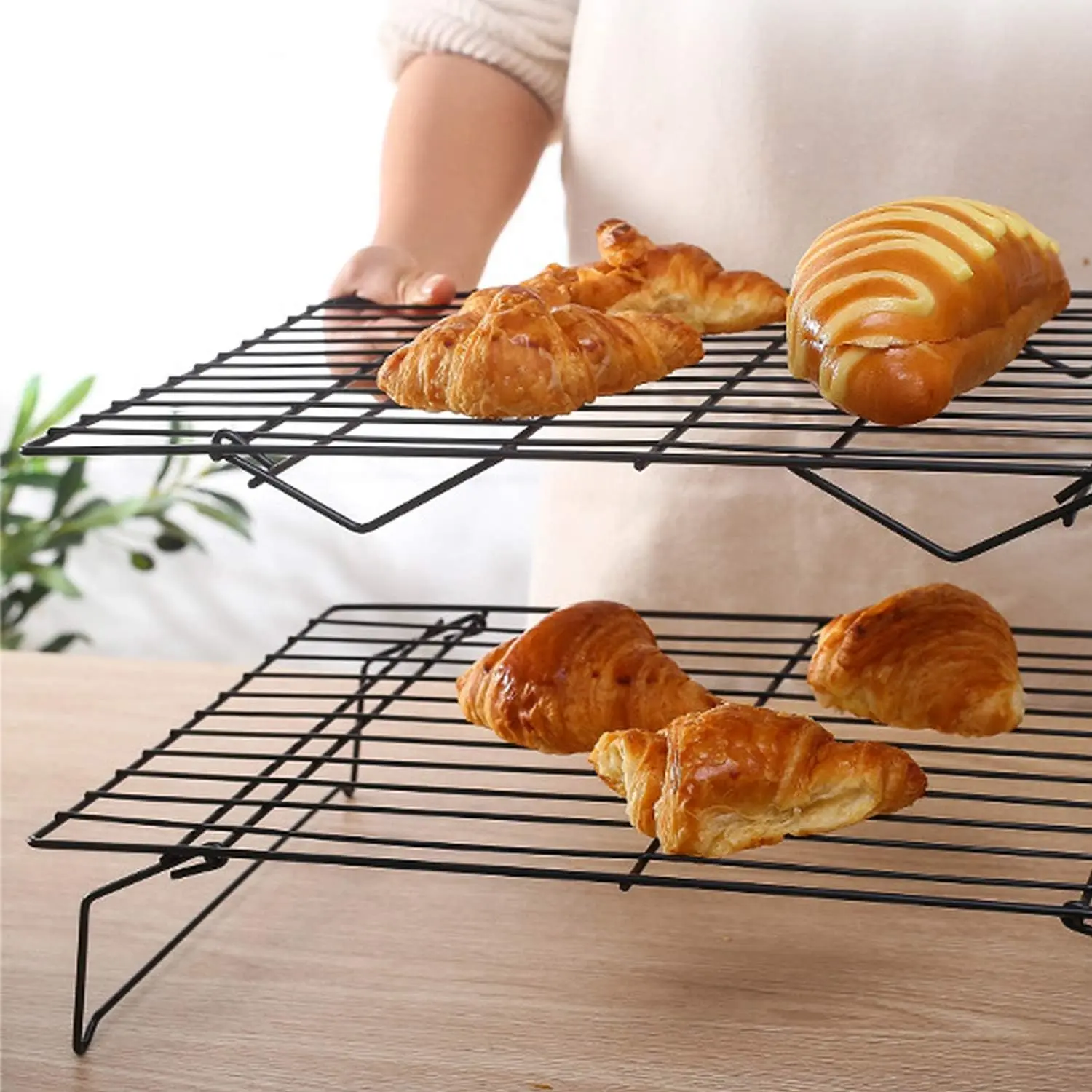 Cooling Rack, 3-Tier Stainless Steel Stackable Baking Cooking Cooling Racks for Cooling Roasting Grilling, Collapsible & Heavy Duty, Oven & Dishwasher Safe