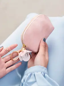 Cute Student Korean Coin Purse, Women Short Card Holder Mini Fresh Style, Flower Pendant Key Bag, Easter Handbag, Zipper Wallet Design