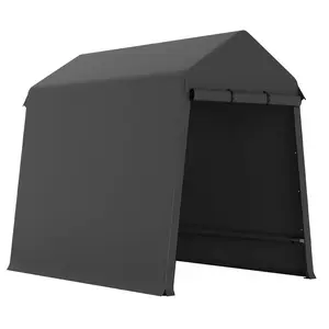 GARVEE 7x12FT Portable Heavy Duty Outdoor Storage Shed with Roll-Up Doors and Vents, Suitable for Garage Storage, Motorcycles, ATVs, and Garden Tools, Durable Black Shelter
