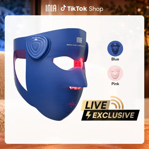 【LIVE EXCLUSIVE】INIA GLOW 940 nm 4D LED Mask – Dual NIR 940 + 850 nm Deep Penetration for Deeper Repair, Visible Lift & Lasting Radiance, 4D Fit for Jawline Lift & Firm, Cooling Therapy, Wireless Comfort, Summer Travel Accessories, Led Facial Mask, Glowup