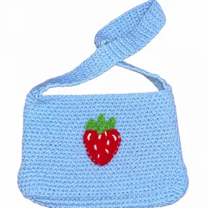 Strawberry Bliss Crochet Shoulder Bag