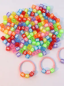 100 Letter Beads A-Z, Mixed Colors, Y2K Jewelry Accessories, 8mm Square Alphabet Beads for DIY Crafts, Necklaces, Bracelets, Diy Jewelry Decoration