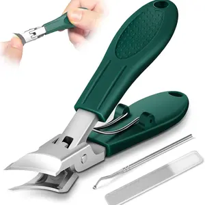 Eagle Beak Slanted Nail Clippers Set, Upgraded Stainless Steel Wide Jaw Anti-Splash Nippers, Long Handle, Suitable for Thick Toenails, Unisex