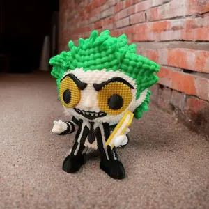 3D Printed Beetlejuice-Inspired Crochet Doll  Spooky Handmade-Style Figure Horror Collectible Gift