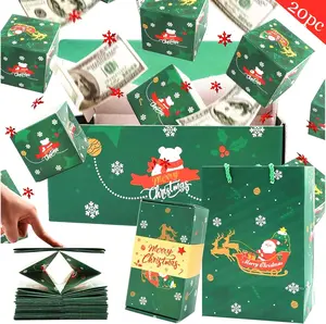 Surprise Gift Box Explosion - 20 Bouncing Boxes, Merry Christmas Surprise Gift Box Explosion Gift Box With Confetti, Surprise Gift Box Explosion Christmas For Money Vintage Christmas