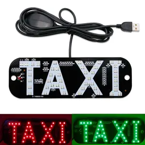 Taxi Sign, 2colors LED Light Logo,on Car Window with DC 6V Car Charger Inverter for Rideshare Driver Taxi Light up Sign (Red and Green)