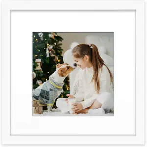 , 12x12 Solid  Frames with Tempered Glass, Display 12x12 or 8x8-inch Pictures, White, Wall Display