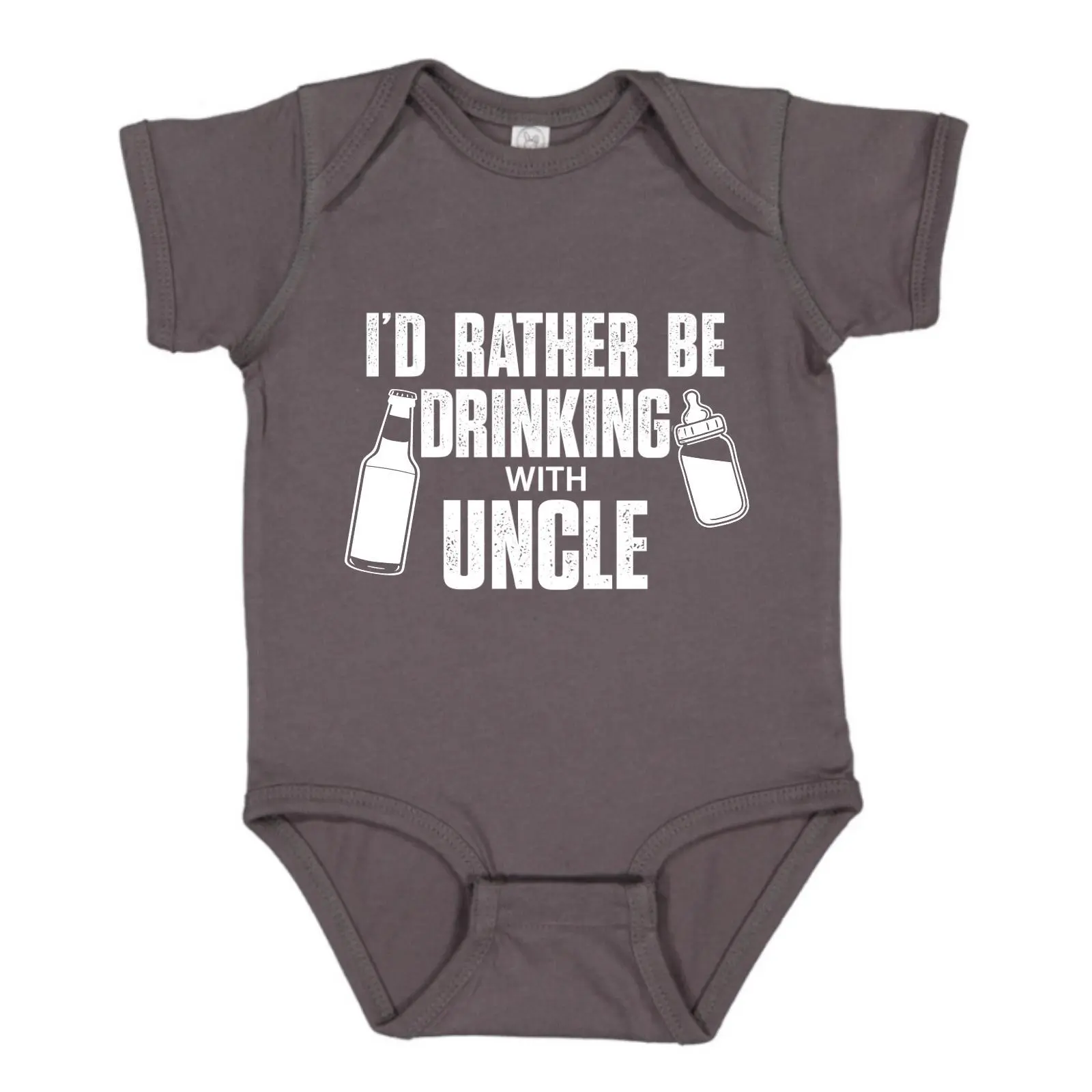 [BUBVORIE] I'd Rather Be Drinking With Uncle Onesie, Funny Baby Bodysuit, Sarcastic Novelty Baby Onesie, Funny Infant Onesie