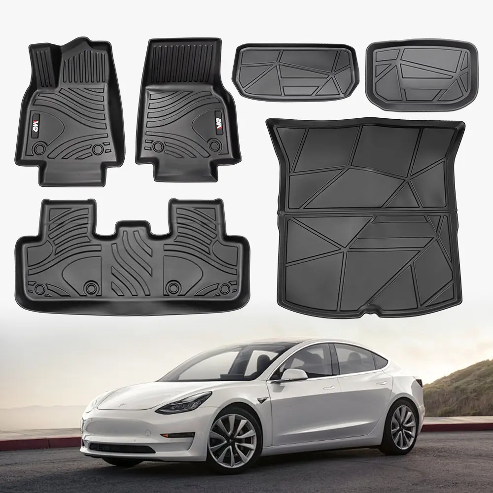 All-Weather TPE Floor Mats for Tesla Model Y 2021-2022 Waterproof Anti-Slip Full Coverage Car Floor Liners 6-Piece Set Black Heavy Duty Automotive Interior Protection, Home Furniture and Household Product Search Terms for US Online Shopping