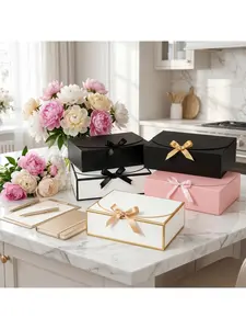 5/1pcs Sophisticated Ribbon Bow Gift Packaging Boxes, Customizable Storage for Lipsticks, Makeup, Souvenir Keepsakes & Birthday Surprises