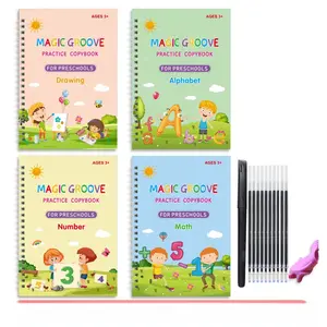 Reusable Writing Practice Book Set for Kids, Includes 4 Books, Pen, 5 Pens, Grip Trainer, Perfect Christmas Gift, Learning Materials, Writing Skills Development