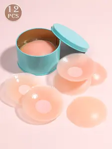 12pcs Women's Silicone Nipple Covers, Breast Sticker Set, Silicone Breast Pads, Anti-Exposure, Prevents Nipples from Showing, Convenient and Quick, No Bra Needed, Strapless Bra, Reusable Women's Invisible Breast Stickers, Silicone Breast Stickers