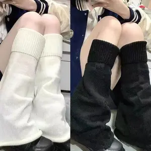 Women's Sweet Suppleness Solid Color Stretchy Stocking Harajuku Flared Leg Warmers Knitted Boots Cover Jk Uniform Socks Leggings Gothic