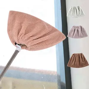 1pc Multi-Function Coral Velvet Broom Cover Cloth with Reusable Microfiber Absorbent Mop - Durable Polyester, Mixed Colors, Versatile Household Cleaning Tool for All Surfaces, Versatile Cleaning Accessory | Soft Cleaning Surface, Broom Sweeping Floor