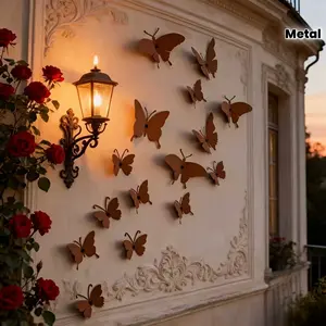 【3D】15 Elegant Metal Butterfly Wall Decoration | Windproof, weather-resistant, suitable for fences, patios, balconies - no tool/wire required for installation