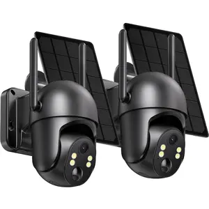 4G LTE Cellular Solar Security Camera Wireless Outdoor, No WiFi Solar Powered Camera, 360° Live View, 2.7K Color Night Vision, PIR Motion Sensor, 2 Way Talk, Built in SIM Card - Stealth Black 2-Way Audio