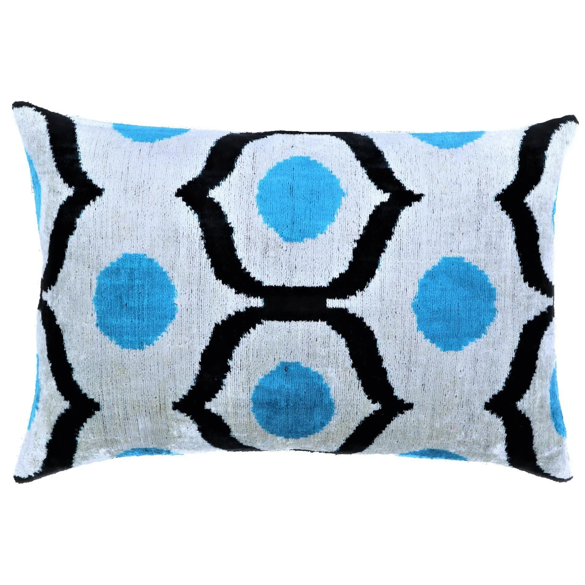 Luxury Blue Orbit Silk Velvet Pillow 16x24 Handmade Luxury Lumbar Cushion