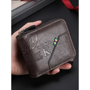 Men's Wallet, Letter Embossed Zipper Short Wallet, Wallet Card Holder, Men Gifts, Casual Multi Card Slot Wallet, Fashionable Wallet for Daily Use, Wallet Card Holder, Men Gifts, Trendy All-match & Exquisite Wallet for Birthday Gift