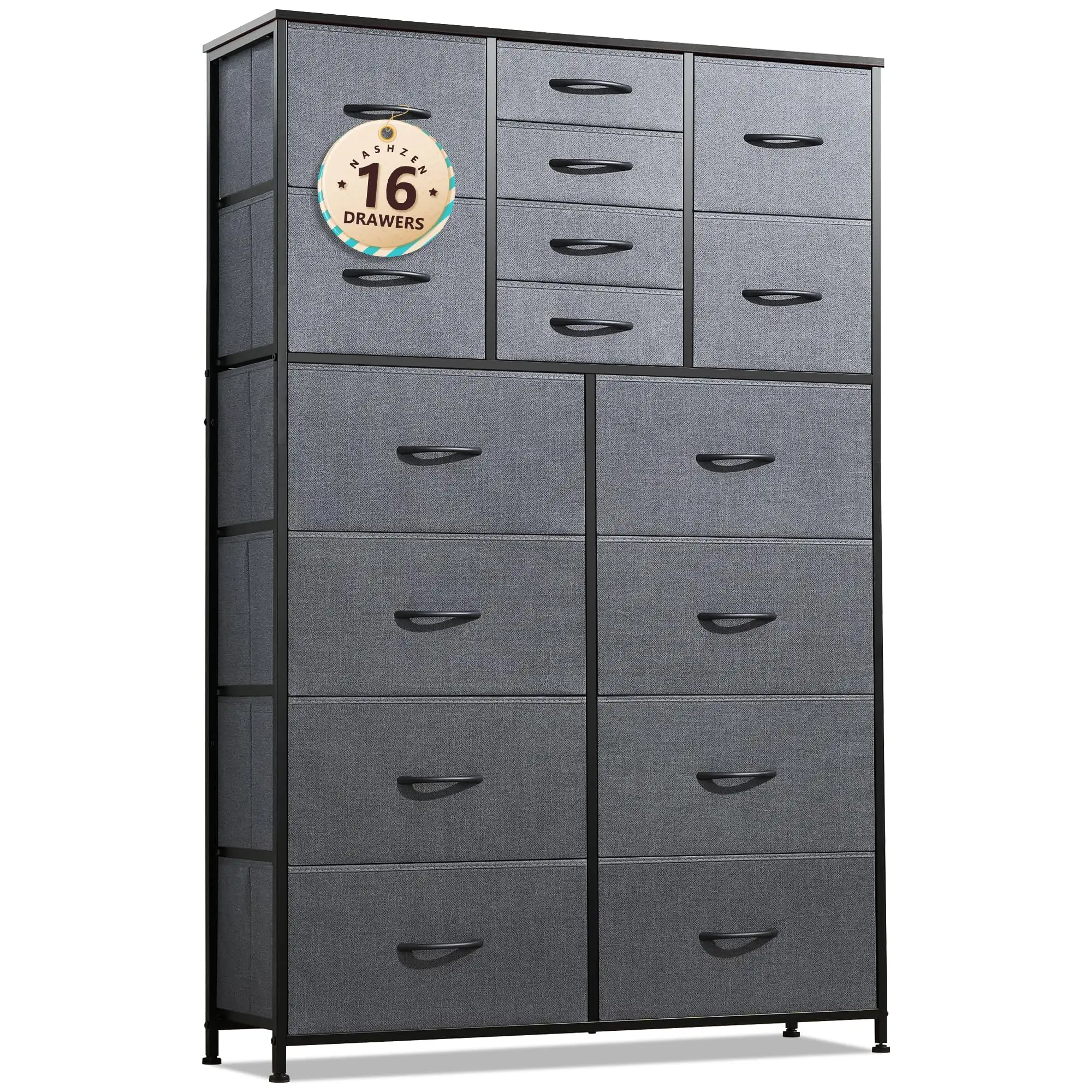 【Deal Today 】Dresser for Bedroom with Drawers, Tall Fabric Chest of Drawers Storage Organizer with Steel Frame, Wood Top for Bedroom, Hallway, Closet