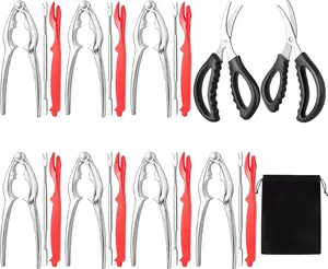 Pack of 24 Seafood Cracker Tool Set With Lobster Sheller Stainless Steel Crab Crackers Crab Leg Fork Seafood Scissors And Storage Bag, Crab Leg Pick Utensils Set Crab Eating Tools