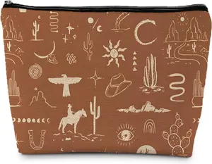 Vintage Western Makeup Bag, Cowgirl Western Gifts for Women, Western Cosmetic Bag Small, Western Zipper Makeup Bag Cosmetic Bag for Purse