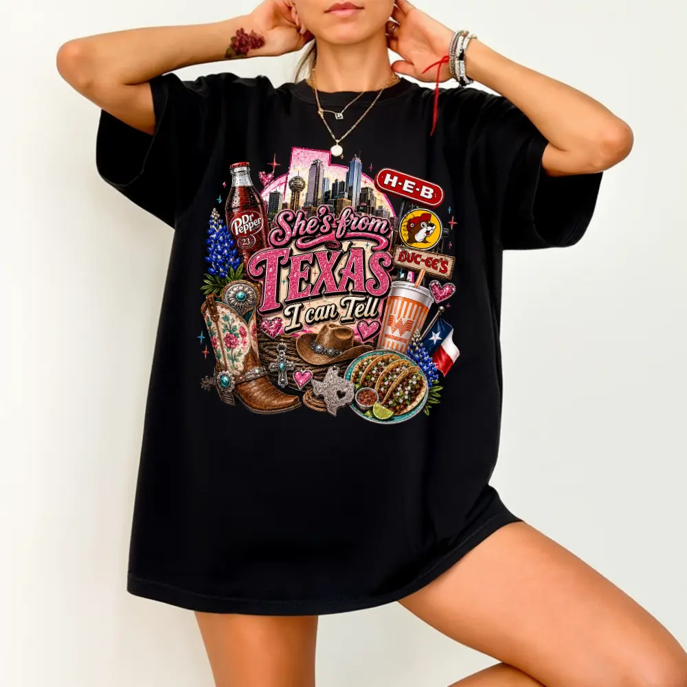 She's From Texas I Can Tell Shirt, Texas Rodeo Cowgirl Shirt, Gift For Her, Casual Top, Womenswear, Full Sizes S-4XL